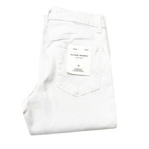 Flying Monkey Optic White Mid Rise Flare Hem Denim Jeans White Size 25 NWT